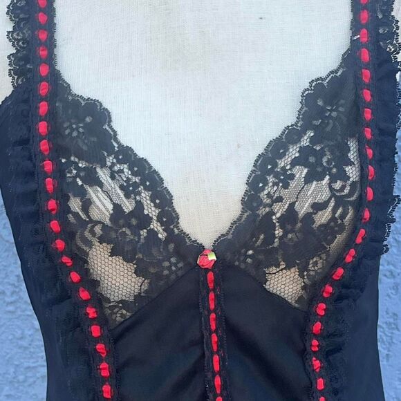 Vintage Lingerie 80s Toscca Black and red Nightie whimsygoth - Picture 5 of 8